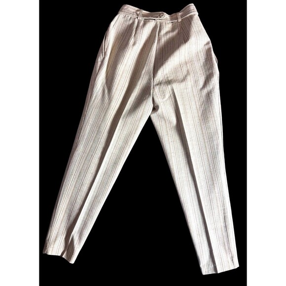 Vintage Cleveland 70s high waisted Wide Leg Slub cotton Striped Pants size 5 - Picture 2 of 14